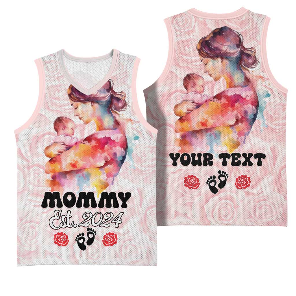 Happy Mother Day Basketball Jersey Mommy Est 2024 LT01