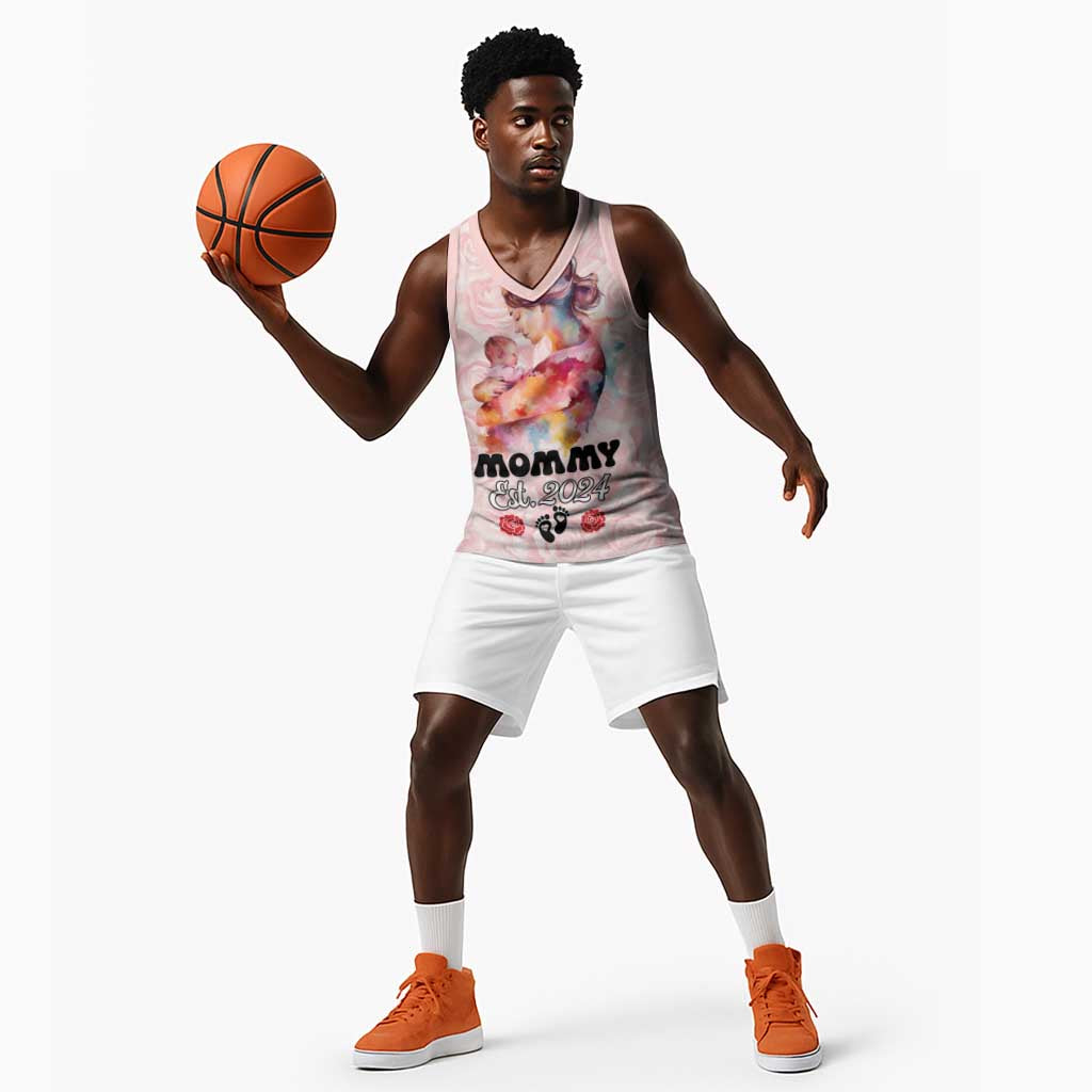 Happy Mother Day Basketball Jersey Mommy Est 2024 LT01