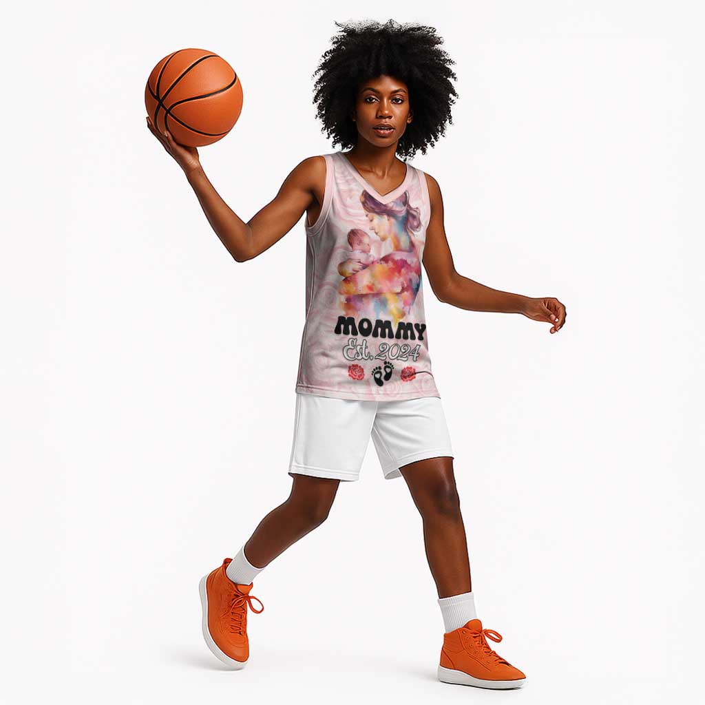 Happy Mother Day Basketball Jersey Mommy Est 2024 LT01