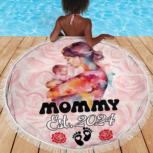 Happy Mother Day Beach Blanket Mommy Est 2024