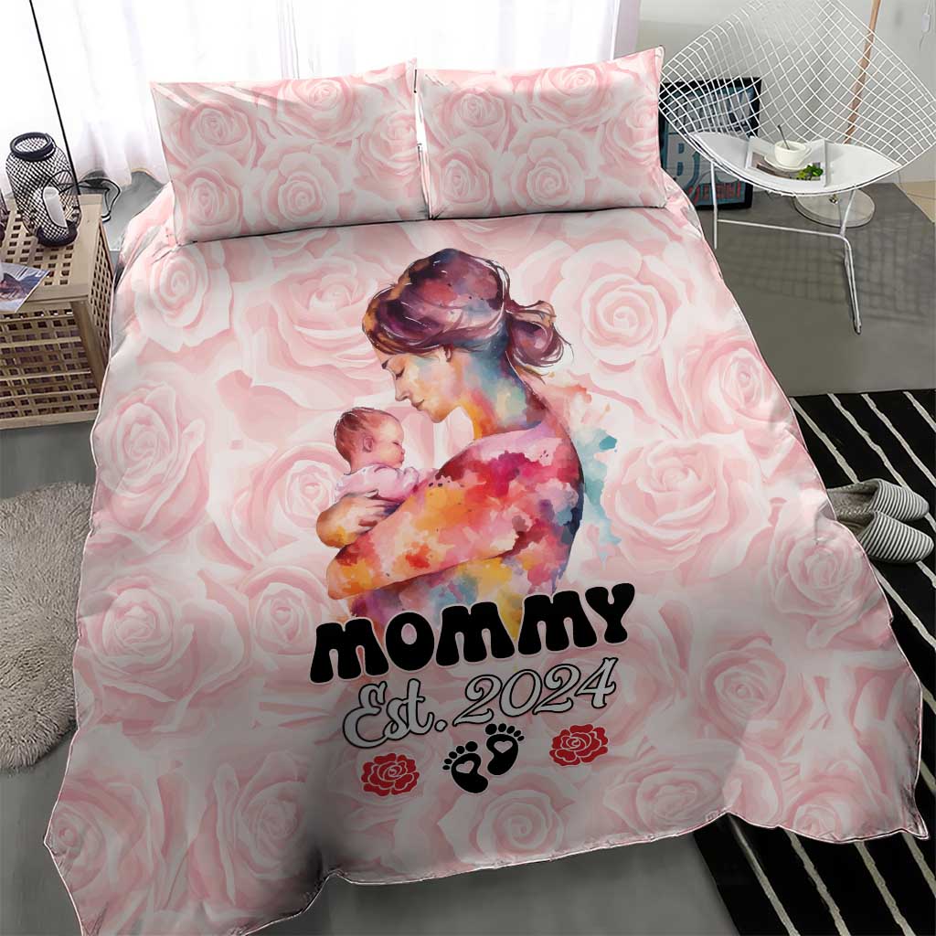 Happy Mother Day Bedding Set Mommy Est 2024