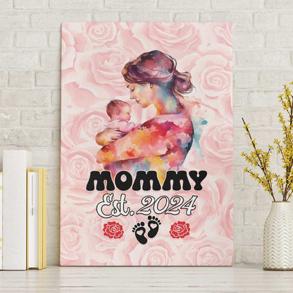 Happy Mother Day Canvas Wall Art Mommy Est 2024
