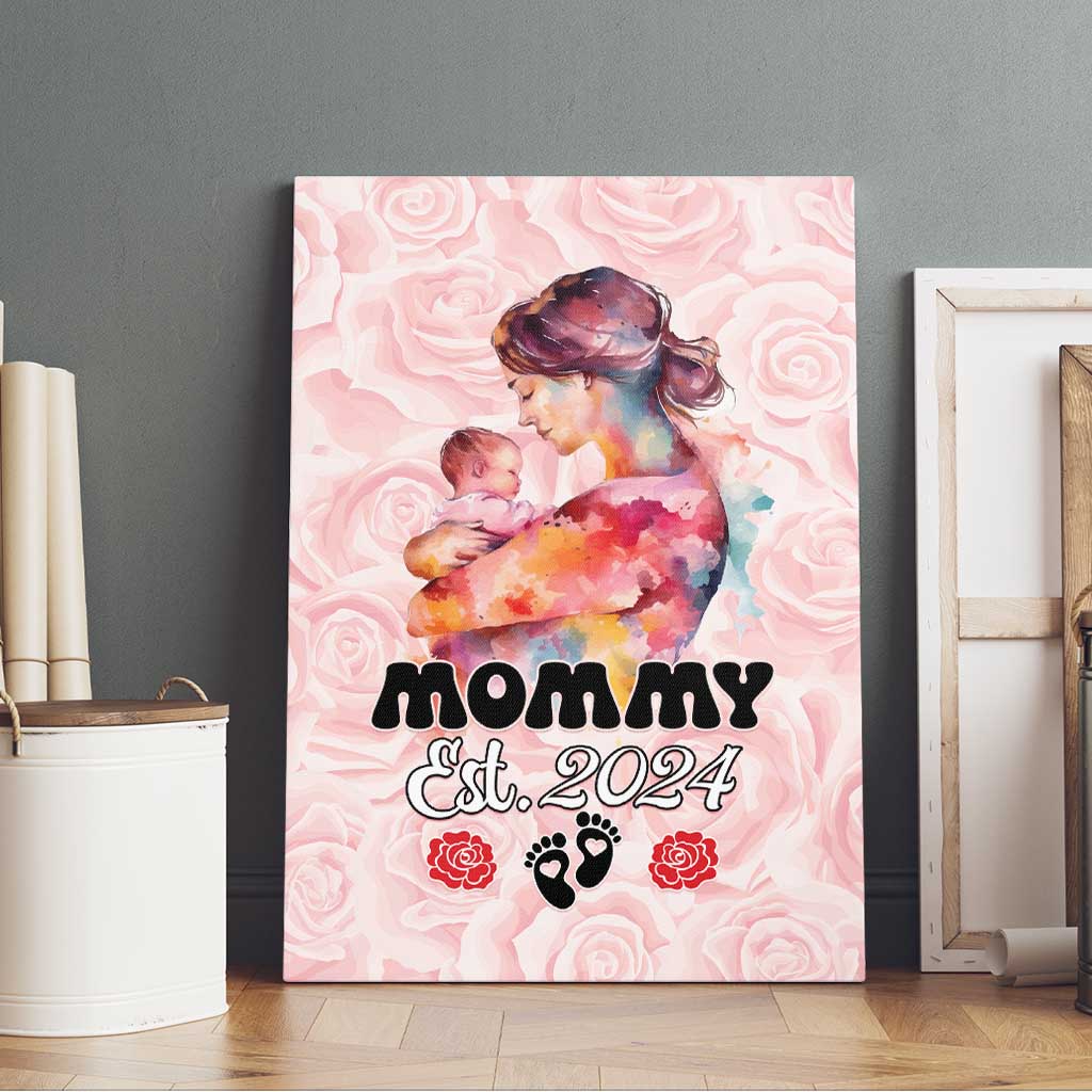 Happy Mother Day Canvas Wall Art Mommy Est 2024