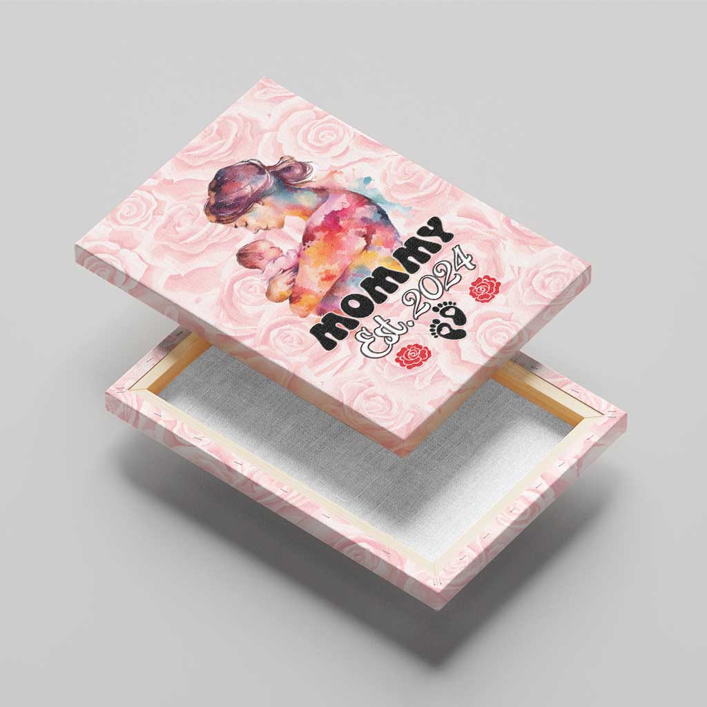 Happy Mother Day Canvas Wall Art Mommy Est 2024