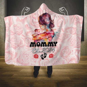 Happy Mother Day Hooded Blanket Mommy Est 2024