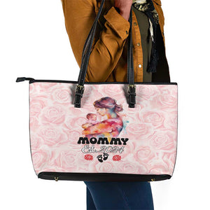 Happy Mother Day Leather Tote Bag Mommy Est 2024