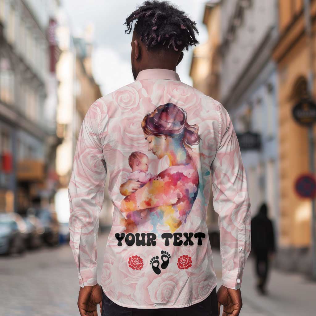 Happy Mother Day Long Sleeve Button Shirt Mommy Est 2024