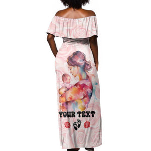 Happy Mother Day Off Shoulder Maxi Dress Mommy Est 2024