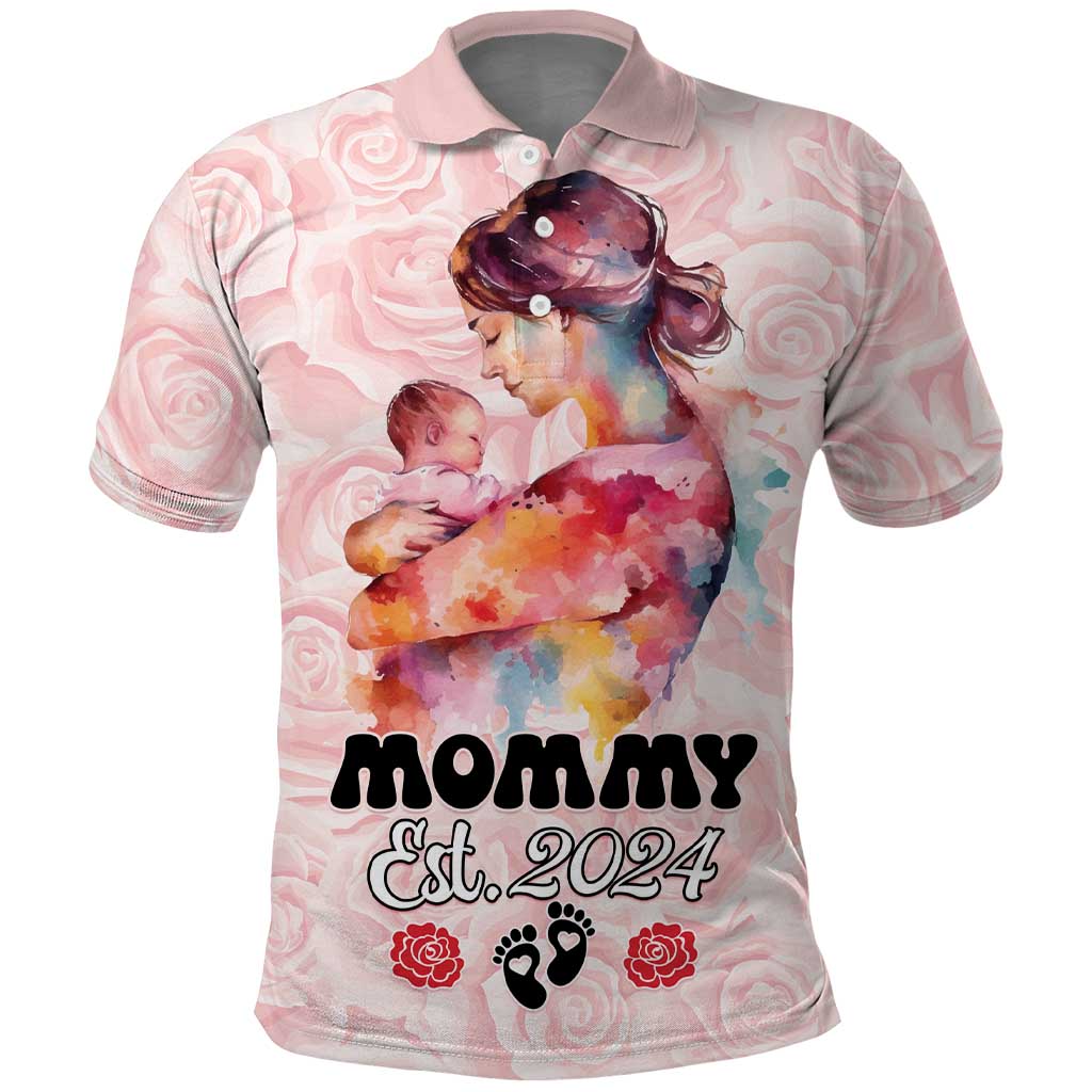 Happy Mother Day Polo Shirt Mommy Est 2024