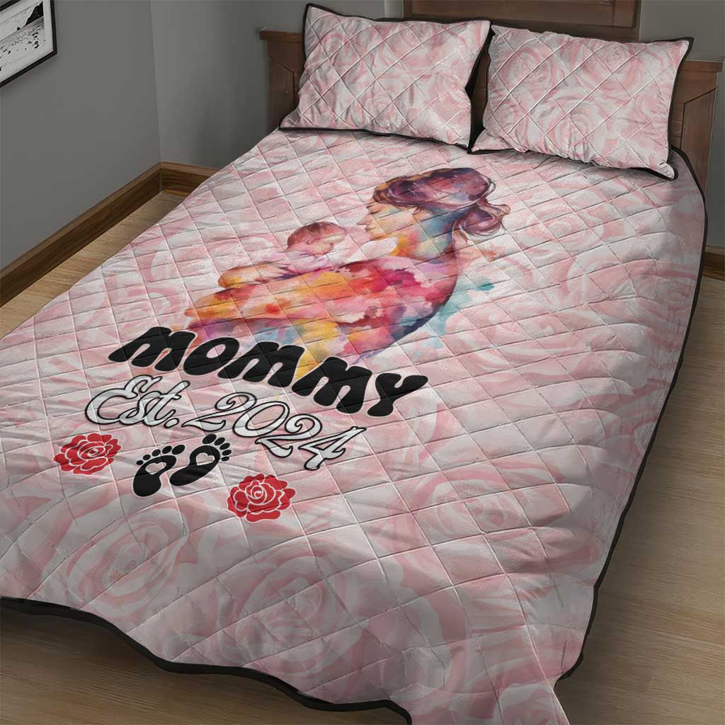 Happy Mother Day Quilt Bed Set Mommy Est 2024