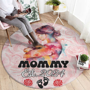 Happy Mother Day Round Carpet Mommy Est 2024