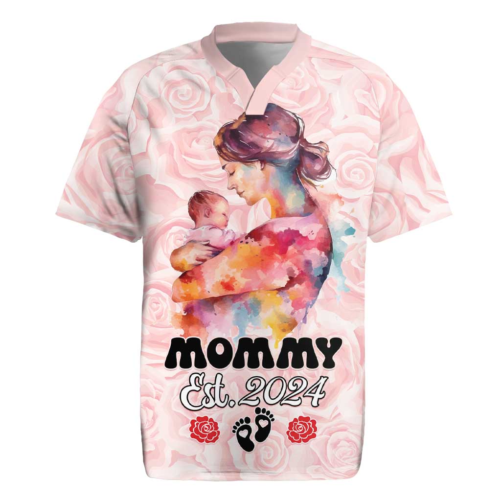 Happy Mother Day Rugby Jersey Mommy Est 2024