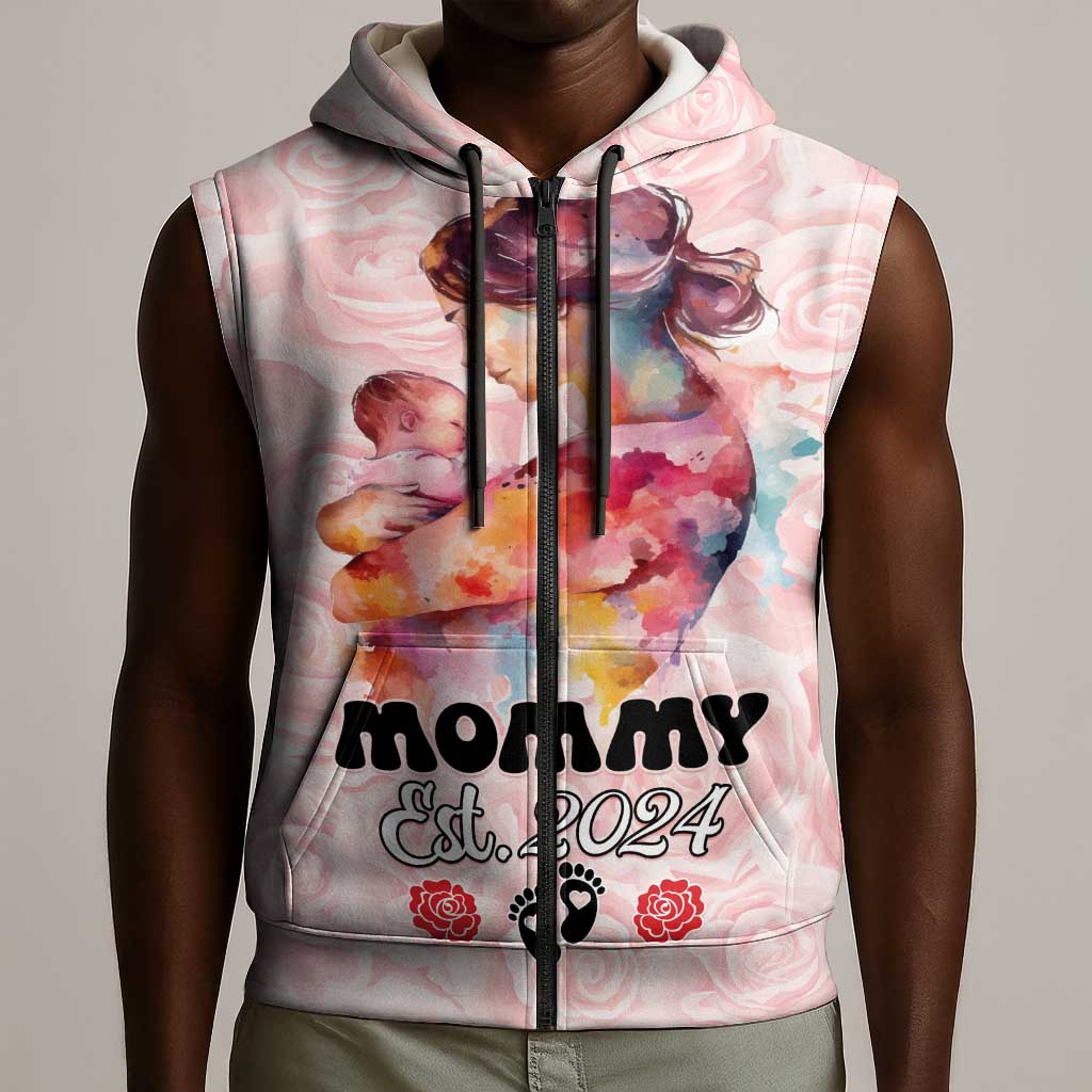 Happy Mother Day Sleeveless Zip Hoodie Mommy Est 2024 - African Pride
