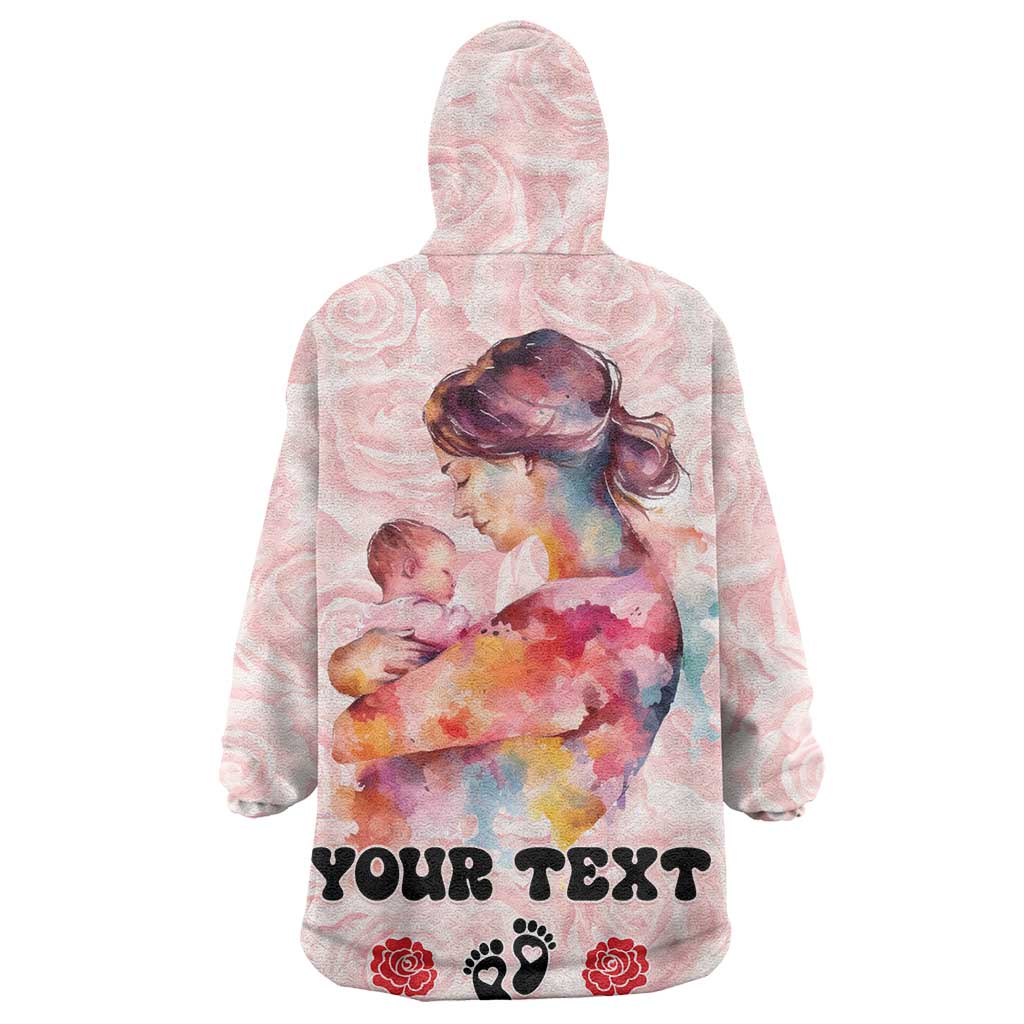 Happy Mother Day Wearable Blanket Hoodie Mommy Est 2024
