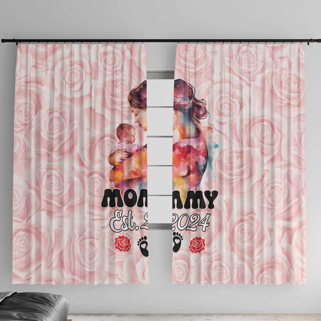 Happy Mother Day Window Curtain Mommy Est 2024