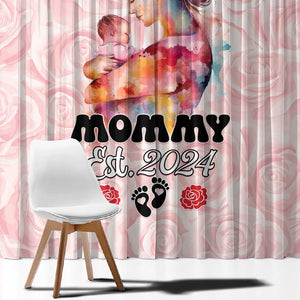 Happy Mother Day Window Curtain Mommy Est 2024