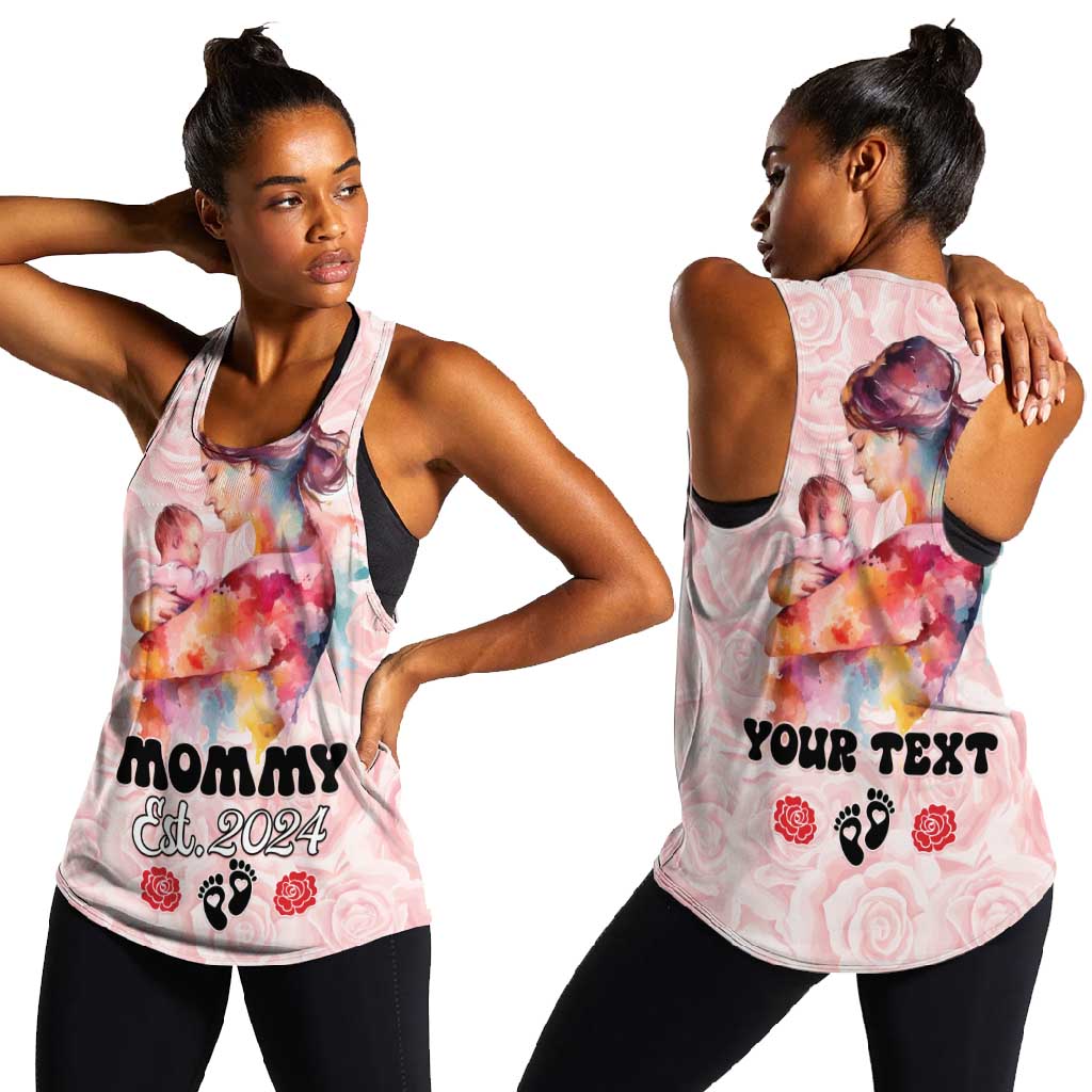 Happy Mother Day Women Racerback Tank Mommy Est 2024