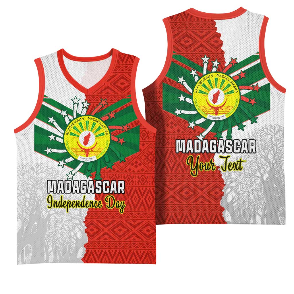 Personalized Madagascar Independence Day Basketball Jersey - 26 June, Baobab Mix African Pattern LT01