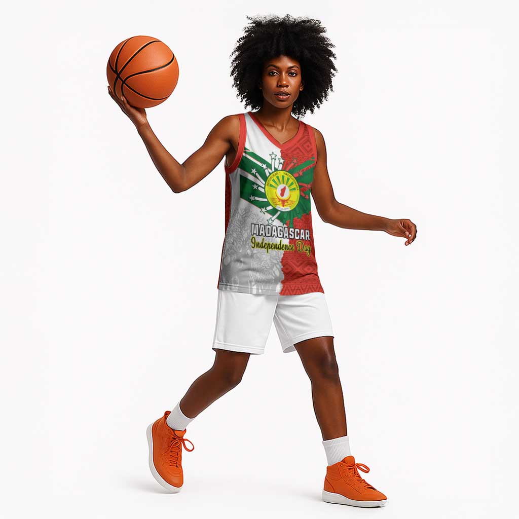 Personalized Madagascar Independence Day Basketball Jersey - 26 June, Baobab Mix African Pattern LT01