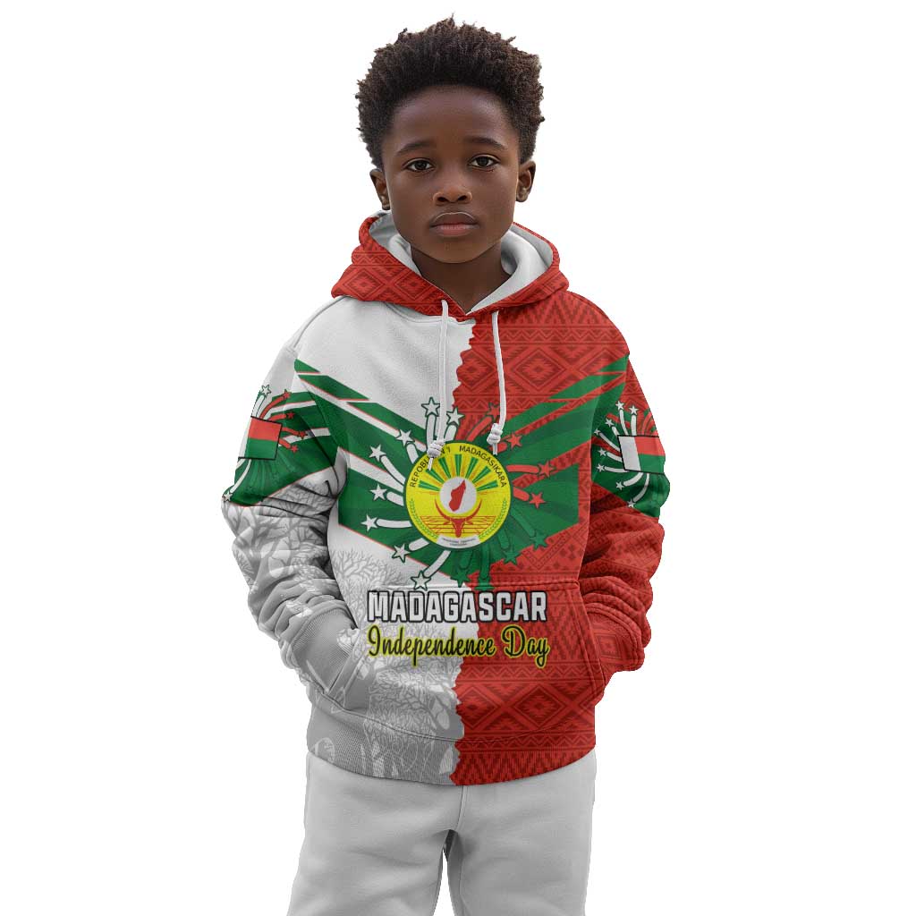 Personalized Madagascar Independence Day Kid Hoodie - 26 June, Baobab Mix African Pattern