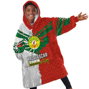 Personalized Madagascar Independence Day KId Wearable Blanket Hoodie - 26 June, Baobab Mix African Pattern