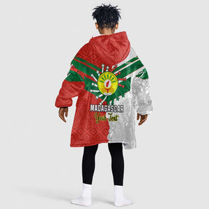 Personalized Madagascar Independence Day KId Wearable Blanket Hoodie - 26 June, Baobab Mix African Pattern