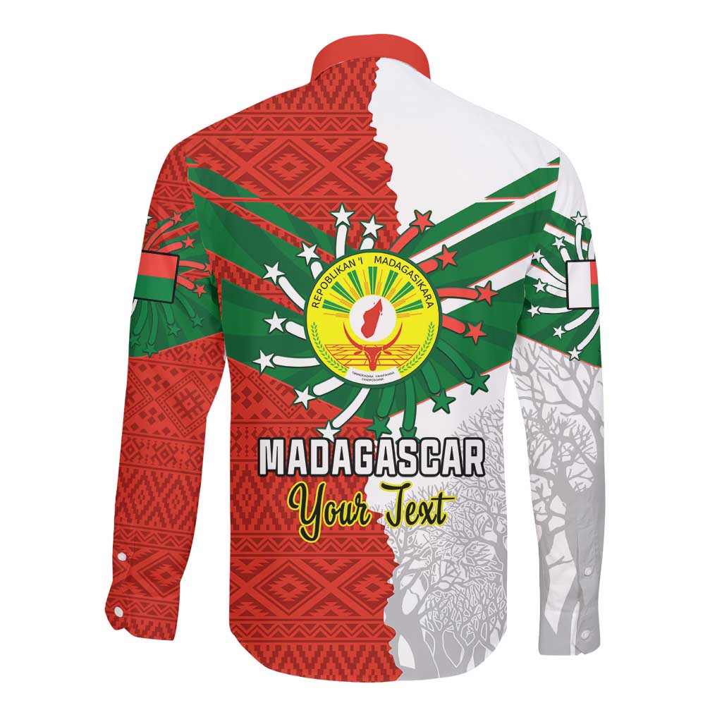 Personalized Madagascar Independence Day Long Sleeve Button Shirt - 26 June, Baobab Mix African Pattern