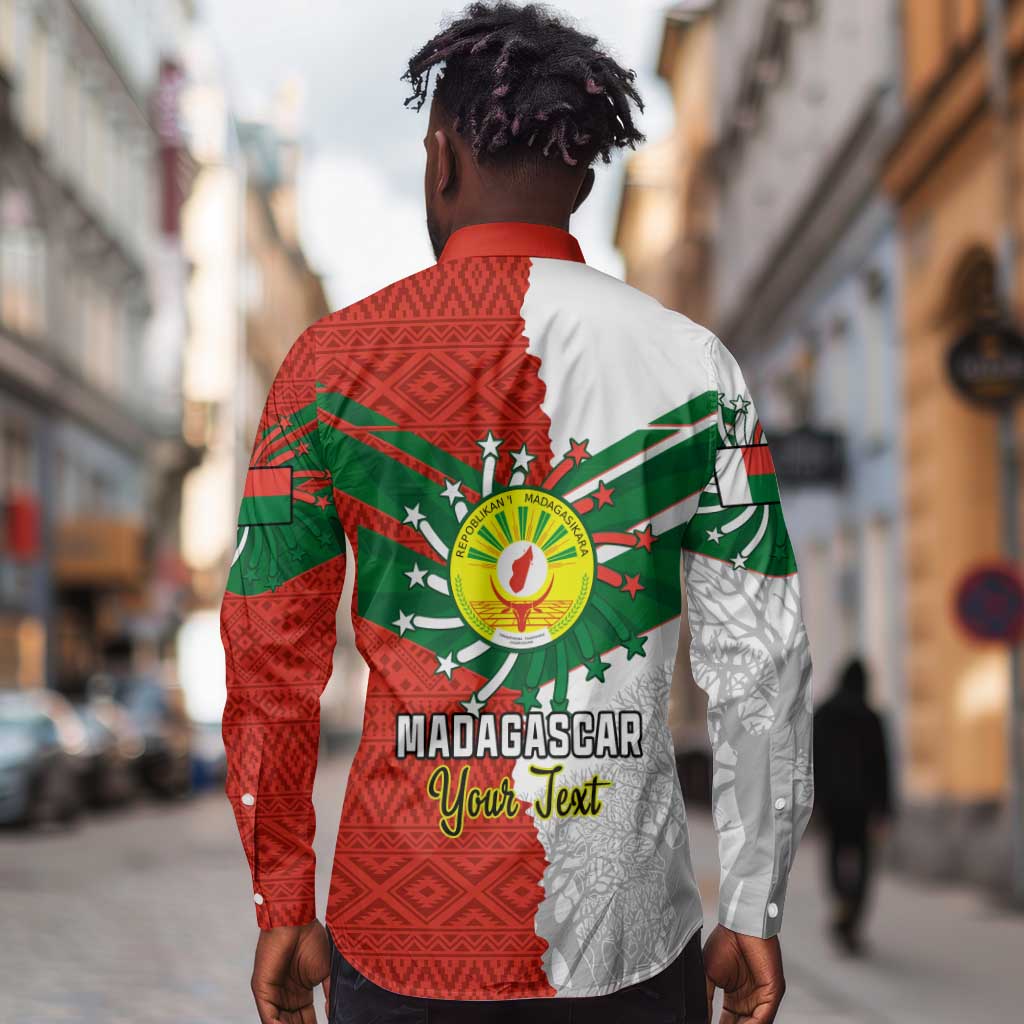 Personalized Madagascar Independence Day Long Sleeve Button Shirt - 26 June, Baobab Mix African Pattern