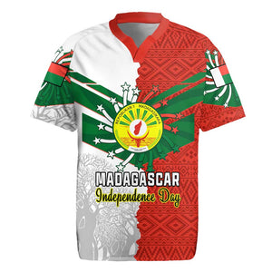 Personalized Madagascar Independence Day Rugby Jersey - 26 June, Baobab Mix African Pattern