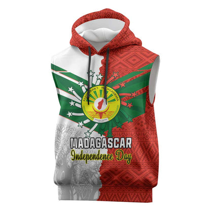 Personalized Madagascar Independence Day Sleeveless Hoodie - 26 June, Baobab Mix African Pattern - African Pride
