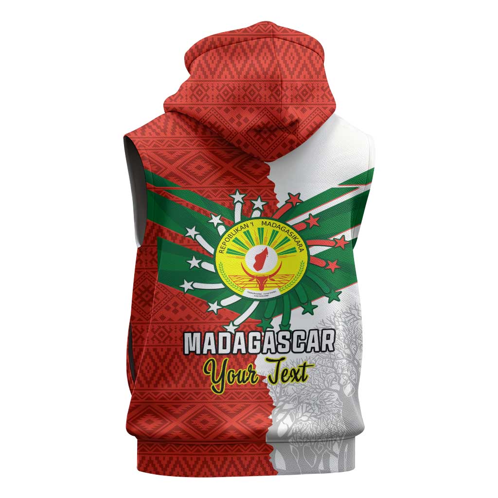 Personalized Madagascar Independence Day Sleeveless Hoodie - 26 June, Baobab Mix African Pattern - African Pride