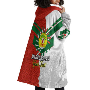 Personalized Madagascar Independence Day Wearable Blanket Hoodie - 26 June, Baobab Mix African Pattern