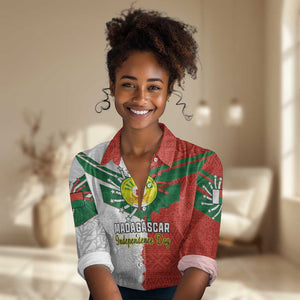 Personalized Madagascar Independence Day Women Casual Shirt - 26 June, Baobab Mix African Pattern