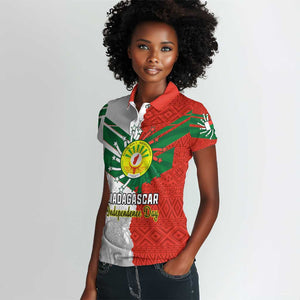 Personalized Madagascar Independence Day Women Polo Shirt - 26 June, Baobab Mix African Pattern