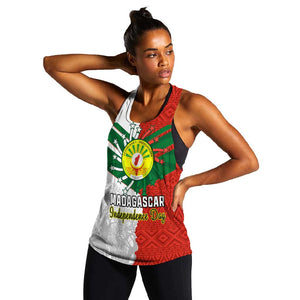 Personalized Madagascar Independence Day Women Racerback Tank - 26 June, Baobab Mix African Pattern