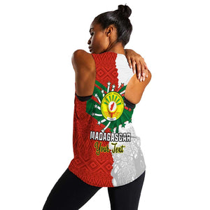 Personalized Madagascar Independence Day Women Racerback Tank - 26 June, Baobab Mix African Pattern