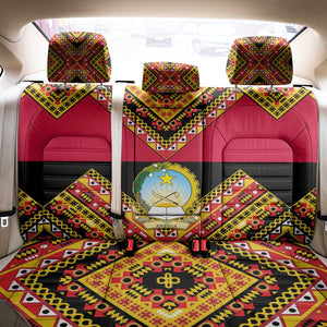 Angola Independence Day Back Car Seat Cover with Coat of Arms and Samakaka Pattern