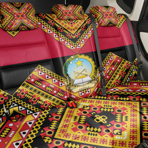 Angola Independence Day Back Car Seat Cover with Coat of Arms and Samakaka Pattern