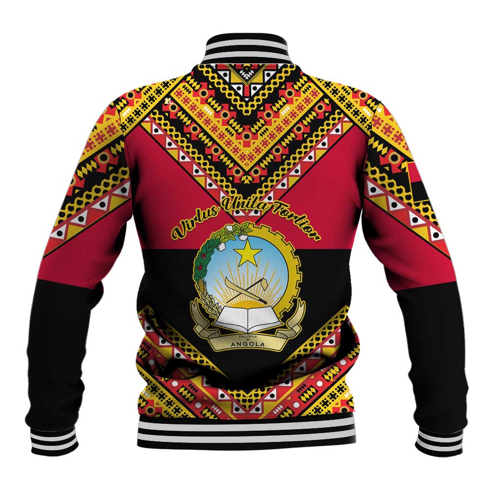 Angola Independence Day Baseball Jacket with Coat of Arms and Samakaka Pattern LT01