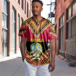 Angola Independence Day Baseball Jersey with Coat of Arms and Samakaka Pattern