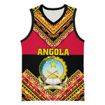 Angola Independence Day Basketball Jersey with Coat of Arms and Samakaka Pattern LT01