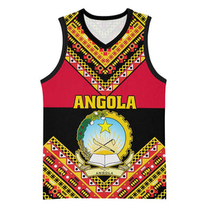 Angola Independence Day Basketball Jersey with Coat of Arms and Samakaka Pattern LT01