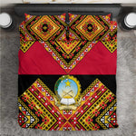 Angola Independence Day Bedding Set with Coat of Arms and Samakaka Pattern