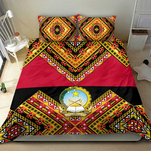 Angola Independence Day Bedding Set with Coat of Arms and Samakaka Pattern