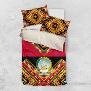 Angola Independence Day Bedding Set with Coat of Arms and Samakaka Pattern