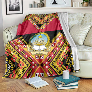 Angola Independence Day Blanket with Coat of Arms and Samakaka Pattern