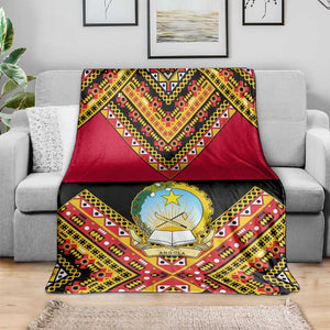 Angola Independence Day Blanket with Coat of Arms and Samakaka Pattern