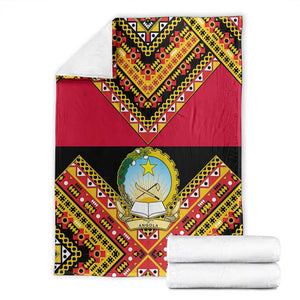 Angola Independence Day Blanket with Coat of Arms and Samakaka Pattern