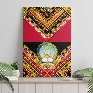 Angola Independence Day Canvas Wall Art with Coat of Arms and Samakaka Pattern