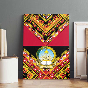 Angola Independence Day Canvas Wall Art with Coat of Arms and Samakaka Pattern